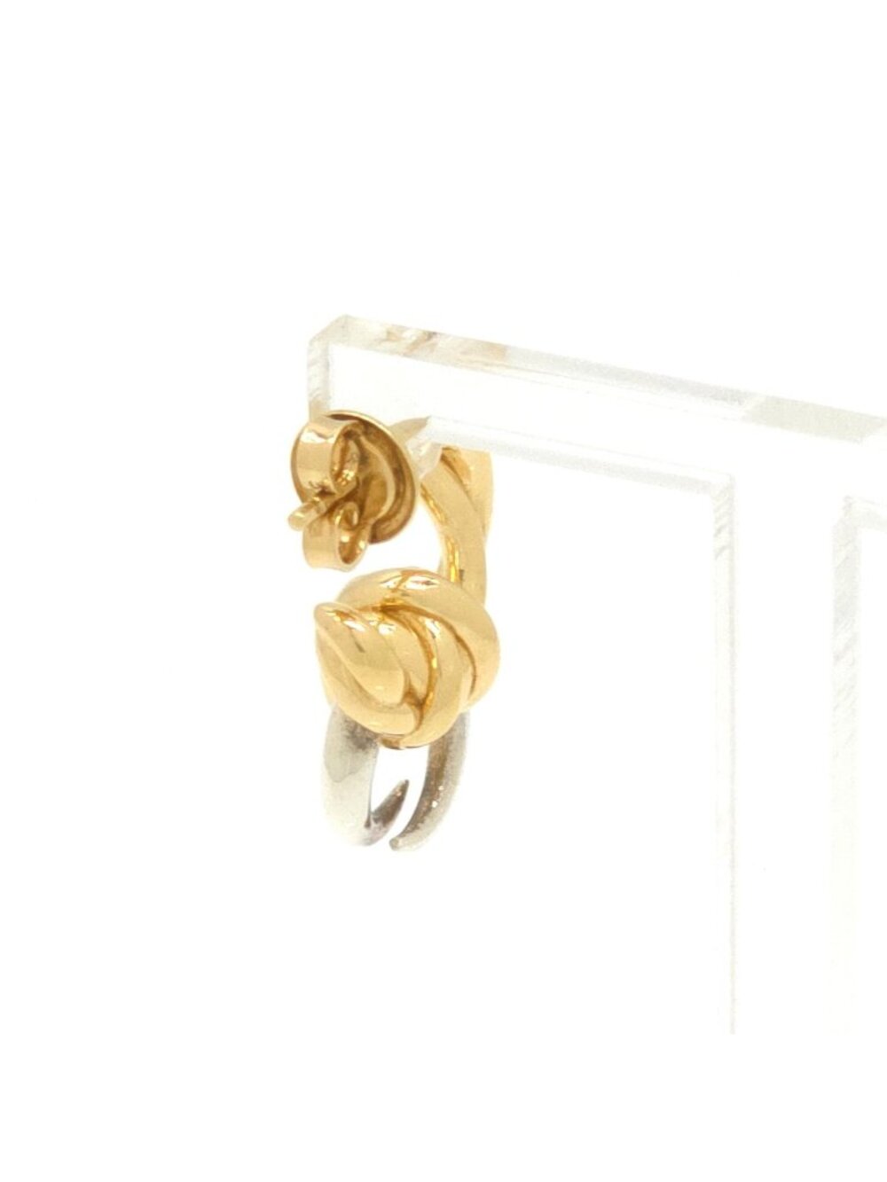 Bottega Veneta Knot Single Earrings Gold Silver Colored Sterling